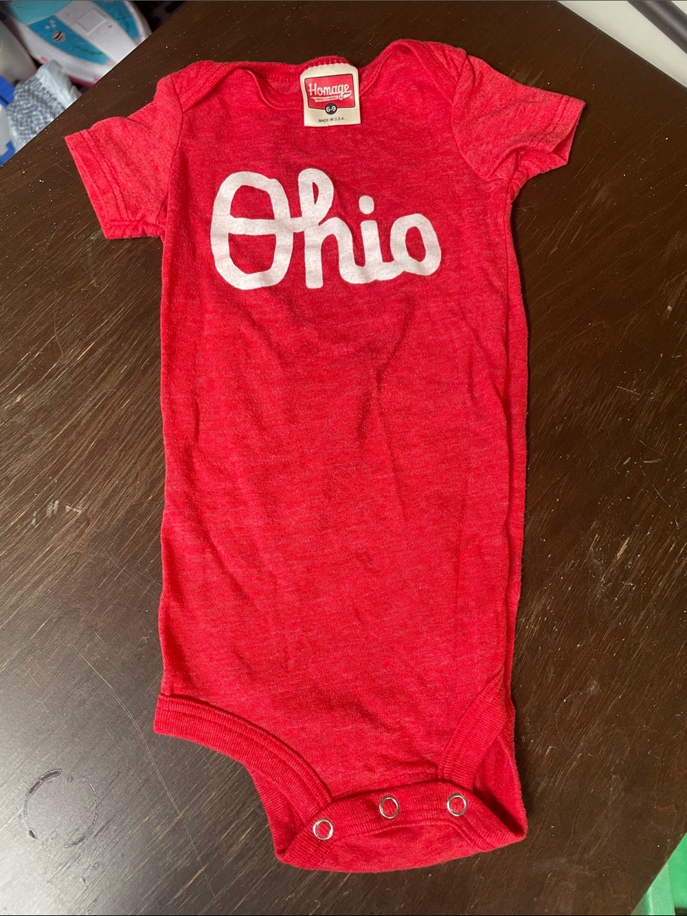 HOMAGE Red Ohio Baby One-Piece Bodysuit